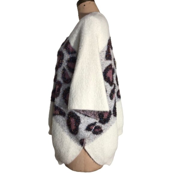 Anthropologie Kenzie Leopard Shimmer wrap open front  Sweater Cardigan. NWOT - Picture 4 of 16